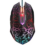 VGUARD Mouse da Gaming, Mouse con Filo USB, Mouse Ottico per PC Portatile Ergonomico, 6 Pulsanti Programmabili, 4 Regolabile DPI(800/1200/1600/2400), 7 Colori LED - Nero (Versione Aggiornata)