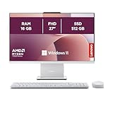 Lenovo IdeaCentre Computer desktop All-In-One, Display 27' FHD, AMD Ryzen 5 7535HS, 512GB SSD, RAM 16GB, Base di ricarica smartphone wireless, Speakers, WiFi 6, Windows 11 H, Tastiera + Mouse Wireless