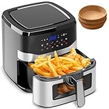 Friggitrice ad Aria Calda 8,5litri 1785W, Air Fryer 8 Programmi di Cottura, Capacità fino a 6-8 Persone, Schermo tattile digitale, Friggitrice con carta forno e Finestra Visibile, Meno Olio - G8 Pro