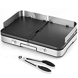 LEBENLANG 2400W Grill elettrico - Incl. Pinze per barbecue & Paraspruzzi I Per uso interno & esterno I Griglia elettrica senza fumo Barbecue elettrico BBQ da balcone Griglie elettriche XXL