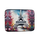 SamLng Elegante Torre Eiffel Parigi Dipinto Borsa per Computer Portatile - Sottile e Leggera Borsa a Tracolla per Notebook 10-17 Pollici Notebook Business Travel, Nero , 10 inch