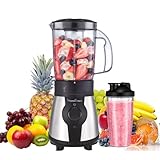 Moulinex Blend&Go Frullatore Portatile con Bottiglia da Viaggio 750 ml, Potenza 300W, Design Compatto e Facile da Pulire, Lame in Acciaio Inox, Mini Frullatore smoothie Facile da Usare, LM1B1D