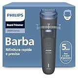 Regolabarba Philips serie 3000 - Lame autoaffilanti con punte arrotondate, 20 impostazioni di lunghezza, pettine Lift&Trim, impermeabile, spia di ricarica, ricarica USB, custodia, modello BT3619/15