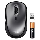Trust Mouse Wireless Silenzioso con Batteria, per Mano Sinistra e Destra, 83% Plastica Riciclata, 800-1600 DPI, Microricevitore USB, Mouse Senza Fili Compatto per PC, Laptop, Computer, Mac