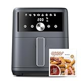 Friggitrice ad Aria Calda 6L, Air Fryer Design Compatto e Digitale, 8 Programmi, Cottura Silenziosa a 360° per Friggere, Arrostire e Cuocere, Facile da Pulire, Per Famiglie (3-6 Persone), 1500W