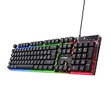 Trust Gaming GXT 835 Azor Tastiera Gaming, Layout Italiano QWERTY, USB, Anti-ghosting, Tastiera Retroilluminata LED RGB Per PC, Computer, Laptop, Mac - Nero