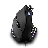 zelotes Mouse Gaming Verticale con Joystick,10000 DPI,11 Pulsanti Programmabili, Design Ergonomico,RGB,Mouse Ottico con Filo USB per PC,Laptop,Mac,Nero