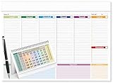 Planning Settimanale da tavolo per scrivania Mini A4 (29,5x21 cm) ; weekly planner 52 fogli ; omaggio penna touch screen Nera e calendario da tavolo 2026
