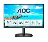AOC Monitor Italia 24B2XH LED da 23.8' IPS, FHD, 1920 x 1080, 75 Kz, VGA, HDMI, Nero, 24 inch FHD IPS 75Hz, HDMI - VGA, No Speakers