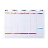 MERAAK Planner Settimanale da Tavolo A4, 100 Settimane in Italiano - Calendario da Scrivania Spiralato con Righello