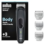 Braun Depilatore CorpoSeries 3 3340, Rifinitore Corpo da Uomo, per Radere Petto, Ascelle, Inguine e Molto Altro, Pettini Inclusi da 1 mm e 3 mm, Tecnologia SkinShield per un Uso Delicato, Lavabile