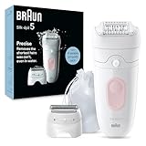 Braun Silk-épil 5 Depilatore Donna, Epilatore Elettrico Donna Per Una Epilazione Semplice, Wet & Dry, Pelle Liscia a Lungo, Con Testina Per Rasoio Donna, 5-030, Bianco/Rosa