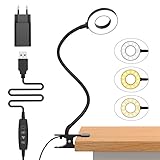 iZELL Lampada da Lettura 23 LED con Caricatore USB Lampada con Pinza-3 Colore e 10 Luminosità, Blocca 99.99% della Luce Blu Lampada Scrivania con Morsetto per Libro, Lavoro, Letto, Tavolo-40CM