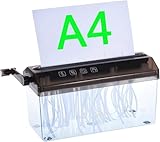 Distruggi Documenti Manuale A4, Tritatutto Portatile per Casa e Ufficio, Taglio a Strisce da 3mm, Carta Fino a 229mm, Ideale per Bollette e Documenti Finanziari