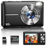 Macchina Fotografica Digitale 1080P Fotocamera 44MP Macchina Fotografica Compatta con Schermo LCD da 2,4', Zoom Digitale 16x, Scheda di Memoria Micro 32G, 1 Batteria per Bambini, Adolescenti - Noir