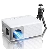 Mini Proiettore con Treppiede, AKIYO O1 Proiettore Portatile 15000 Lumens, Videoproiettore 4K Supporto Full HD 1080P, ±50° Keystone, Zoom 50%, Home Theater Movie, per Phone/TV Stick/HDMI/USB