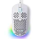 Dierya×TMKB Mouse Gaming,M1SE RGB Mouse con filo,12800 DPI Mouse Ergonomico con 6 Pulsanti Programmabili,Ultra Leggero per PC,Laptop-Bianco