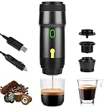 Dreamhigh Macchina Caffè Portatile Con Batteria 7500mAh, Macchinetta Caffè Portatile Con USB e Caricatore Auto, Macchina da Caffè Portatile Compatibile Capsule e Polvere, Per Viaggio e Campeggio