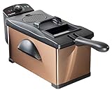 Bestron Friggitrice, friggitrice ad olio con tecnologia a zona fredda, 3,5 litri, con controllo della temperatura, lavabile in lavastoviglie, 2000 watt, colore: Rame