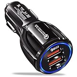 HORJOR Caricabatteria da Auto, Caricatore Accendisigari 2 Porte USB 3.0 Ricarica Veloce Compatibile con iPhone, Samsung Galaxy, Huawei, Xiaomi, Tablet