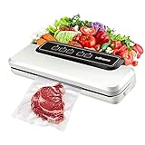Edihome, Macchina Sottovuoto Alimenti, Professionale, Domestico, 110W, Include 10 sacchetti per alimenti, Cibo secco, Cibo umido e fresco, 80KPa