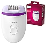 Philips BRE225/00 Satinelle Essential Epilatore Elettrico Compatto, Bianco/Viola