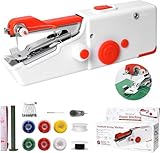 Macchina Cucire Portatile, Mini Macchina da Cucire Elettrica Portatile, Facile da Usare e Punto Veloce, Adatto Per Vestiti, Cutain, Tessuti, Viaggi Domestici Fai da Te (Red Natural)