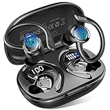 Hupoaf Cuffie Bluetooth 5.4 Sport, Auricolari Bluetooth con 4 ENC Mic, 50 Ore HiFi Stereo Cuffie Wireless, IP7 Impermeabili Cuffie Senza Fili, Display LED USB-C Cuffiette Runnning per iOS/Android,Nero