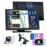 Carplay Auto, 9' Android Auto Wireless, Autoradio Bluetooth con Schermo con 1080P Telecamere Posteriori e Anteriori, Navigazione GPS, Controllo Vocale a Mani Libere, Mirror Link, AUX, FM