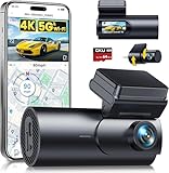 GKU 4K Dash Cam Auto, 5GHz WiFi e GPS, Doppia Telecamera per Auto, Mini Dashcam IPS 1.5' con Scheda SD 64G, 24H Monitor di Parcheggio, Visione Notturna, WDR, Grandangolo 170°, Sensore G, Controllo App