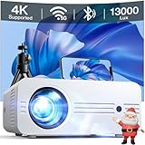 Proiettore Portatile, Videoproiettore WiFi Bluetooth 5G, 13000 Lumens Full HD 1080P Nativo 4K Supportato, iZEEKER Proiettore con Treppiede Home Cinema per iOS Android PC PS5 HDMI USB Firestick