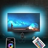 Mexllex Strisce LED USB 4M, Retroilluminazione Intelligente TV, Sincronizzazione con Musica, LED Striscia RGB, App Control, 4M per TV da 55-75 Pollici