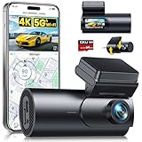 GKU 4K Dash Cam Auto, 5GHz WiFi e GPS, Doppia Telecamera per Auto, Mini Dashcam IPS 1.5' con Scheda SD 64G, 24H Monitor di Parcheggio, Visione Notturna, WDR, Grandangolo 170°, Sensore G, Controllo App