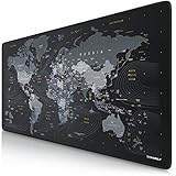 CSL-Computer TITANWOLF - Tappetino per mouse XXL Speed Gaming Titanwolf mappa del mondo 900 x 400 mm – XXL Mousepad – Sottomano grande dimensione – migliora la precisione e la velocità