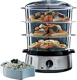 Russell Hobbs Vaporiera 9,0 l - Multicottura: 3 contenitori per cottura a vapore lavabili in lavastoviglie - Ciotola per Riso; 6 portauova; timer 60 minuti; Spegnimento automatico; No BPA, 19270-56