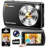 AI Intelligente Macchina Fotografica Digitale con WiFi, Autofocus Fotocamera Doppiac Anteriore e Posteriore con Schermo Touchscreen da 3,6 Pollici, Scheda SD da 32 GB per Bambini, Adolescenti, Adulti