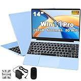 PC Portatile Win11 Computer Portatile Notebook 14 Pollici 256GB SSD Expansion 1TB 5000mAh, Laptop con 5G WiFi CPU N4020 (fino a 2.8 GHz) BT4.2 Mouse Wireless & Membrana per tastiera italiana -Blu