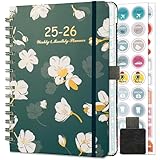 Gumiho Agenda Settimanale 2025 2026 Spirale - Planner A5 (luglio 2025 - giugno 2026) - Agenda scolastica di 12 mesi con passante per penna e adesivi per pianificazione (Bianco)