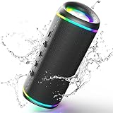 RIENOK Cassa Bluetooth Potente Portatile 30W Impermeabile Speaker Bluetooth 5.3, Chiamata in Vivavoce, Vero Stereo Senza Fili, Luce LED, Supporta TF & AUX, Ricaricabile Tipo-C