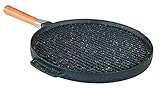 PEDRAS - Padella Doppia Piastra Pietra Lavica Ceramicata per Grill e Crepes + 3 Accessori Omaggio - Made in Italy (28 Centimetri)