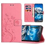 JZASES Cover per Huawei P20, Custodia in Pelle PU con Slot per Schede, Magnetica Portafoglio Cover per Huawei P20, Rosa
