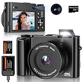 Fotocamera Digitale 64MP 4K Macchina Fotografica Compatta con Doppio Obiettivo, Zoom 16X, Schermo IPS da 3', Webcam, Funzione Vlog, Scheda 32GB Fotocamera Perfetta per Principianti e Adolescenti