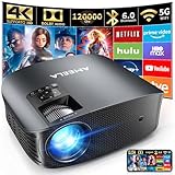 30000 lumens Proiettore 4K, AMEELA videoproiettore con WiFi e Bluetooth, Proiettori 1080P per Home Theater Dolby Audio, 50% Zoom/300' Display compatibile con Fire/TV Stick/Smartphone/PS5
