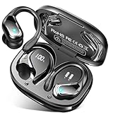 Cuffie Bluetooth Sport, 75 Ore Auricolari Bluetooth 5.4 con 4 ENC Mics, Stereo Cuffie Wireless Antirumore, IP7 Impermeabili Cuffiette Bluetooth con Display LED, Cuffie Senza Filo per Palestra/Running