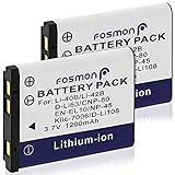 Fosmon Batteria LI-40B / LI-42B per Olympus, 3.7V 1200mAh (2 Pacchi), Batteria Li-Ion Compatibile con Fuji Fujifilm NP-45, Nikon Coolpix EN-EL10, Pentax D-LI63, Kodak KLIC-7006, Fotocamere Digitali