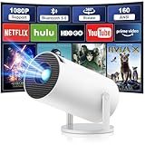 Proiettore 4k Mini Proiettore Portatile, Videoproiettore con WiFi e Bluetooth 5.0, Auto Keystone & Zoom, Altoparlante Stereo, Home Theater Rotazione Di 180° Projector [App integrata], BiancoA