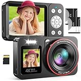Macchina Fotografica Digitale 4K 64MP FHD Fotocamera Digitale 18X Zoom Fotocamere Digitali Compatte con Scheda 64GB con 2 Batteries, 2,4' LCD Bambini Studenti Principianti, Nero