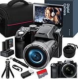 Monitech 64mp fotocamera digitale per fotografia, foto vlogging 4K per YouTube con schermo da 3 pollici, zoom digitale 16x, connessione Wi - FI, autofocus, treppiede, 2 batterie, TF card 32gb(S200)