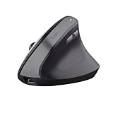 Trust Yuno Mouse Ergonomico Senza Filo, Mouse Verticale Ricaricabile, Ricevitore USB da 2,4GHz, DPI Regolabile (800-2400), Sensore Ottico, 6 Pulsanti, 70% Plastica Riciclata, Macbook, Computer - Nero