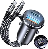 LISEN Caricatore Auto USB C PD3.0 36W Con 60W Cavo USB C QC3.0 Accendisigari Auto Ricarica Rapido Caricabatterie Auto 54W Compatibile con iPhone 16 15 14 13 12 Pro Max Galaxy S25 S23 Ultra